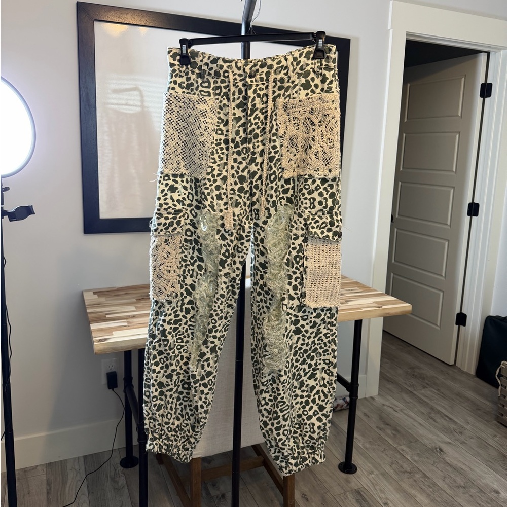 POL Leopard Patchwork Joggers NWOT - image 1